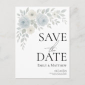 Blue and Ivory Floral Save The Date Aankondigingskaart (Voorkant)