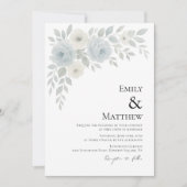 Blue and Ivory Floral Wedding Invitation Kaart (Voorkant)