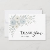 Blue And Ivory Floral Wedding Thank You Card (Voorkant)