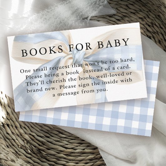 Blue and Ivory Gingham Bow Books for Baby Informatiekaartje