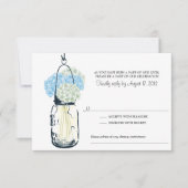 Blue and Ivory Hydrangea & Mason Jar Wedding RSVP (Voorkant)
