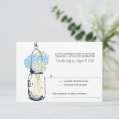 Blue and Ivory Hydrangea & Mason Jar Wedding RSVP (Staand voorkant)