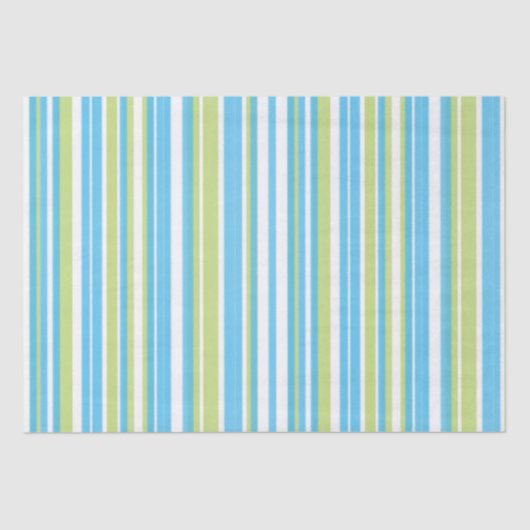 Blue and Lime Green Striped  Tissue Paper Tissuepapier (Voorkant)