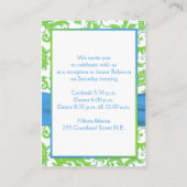 Blue and Limoen Damask Bat Mitzvah Enclosure Kaart (Achterkant)