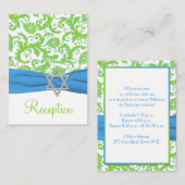 Blue and Limoen Damask Bat Mitzvah Enclosure Kaart (Voorkant / Achterkant)