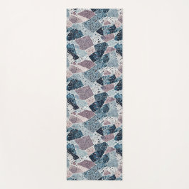 Blue and Mauve Abstract Terrazzo Design Yogamat