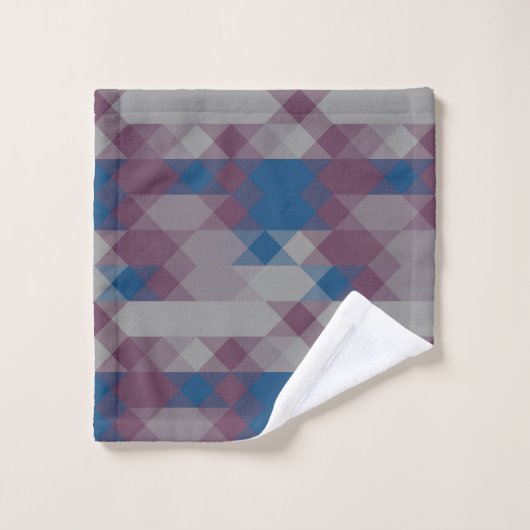blue and mauve geometric pattern bad handdoek (Wasdoekje)