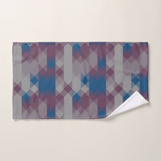 blue and mauve geometric pattern bad handdoek (Handdoek)