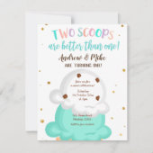 Blue and Mint Twin Ice Cream Uitnodiging (Voorkant)
