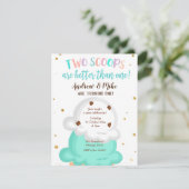 Blue and Mint Twin Ice Cream Uitnodiging (Staand voorkant)