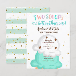 Blue and Mint Twin Ice Cream Uitnodiging