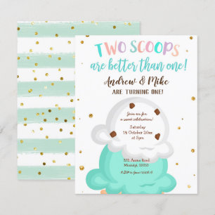 Blue and Mint Twin Ice Cream Uitnodiging