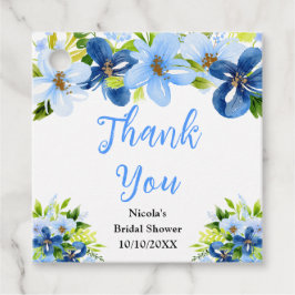 Blue and Navy Flowers Bridal Shower Thank You Bedankjes Labels
