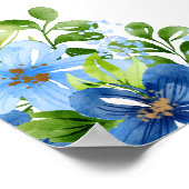 Blue and Navy Flowers Wedding Welcome Sign Poster (Hoek)