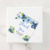 Blue and Navy Flowers with Foliage Bedankjes Labels (In situ)