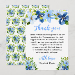 Blue and Navy Flowers with Foliage  Bedankkaart