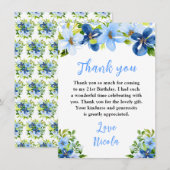 Blue and Navy Flowers with Foliage Birthday Bedankkaart (Voorkant / Achterkant)