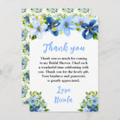 Blue and Navy Flowers with Foliage Bridal Shower Bedankkaart (Voorkant / Achterkant)