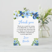 Blue and Navy Flowers with Foliage Bridal Shower Bedankkaart (Staand voorkant)