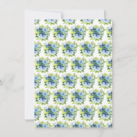 Blue and Navy Flowers with Foliage Bridal Shower Bedankkaart (Achterkant)