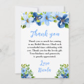 Blue and Navy Flowers with Foliage Bridal Shower Bedankkaart (Voorkant)