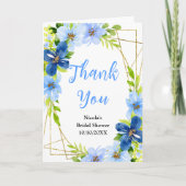 Blue and Navy Flowers with Foliage Bridal Shower Bedankkaart (Voorkant)