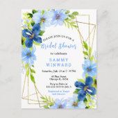 Blue and Navy Flowers with Foliage Bridal Shower Briefkaart (Voorkant)