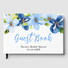 Blue and Navy Flowers with Foliage Bridal Shower Gastenboek