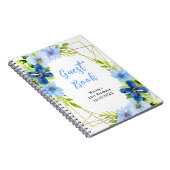 Blue and Navy Flowers with Foliage Guest Book Notitieboek (Rechterzijde)