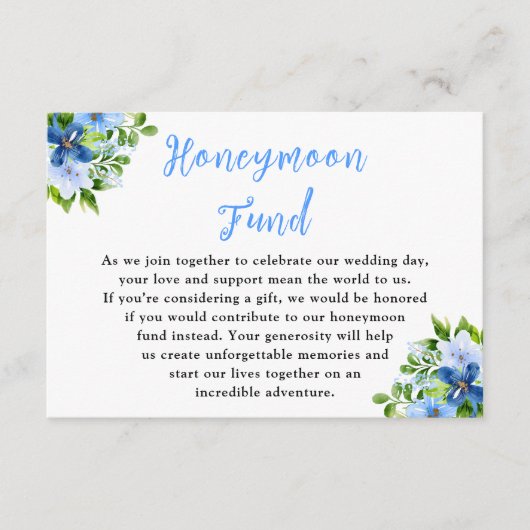 Blue and Navy Flowers with Foliage Informatiekaartje (Voorkant)