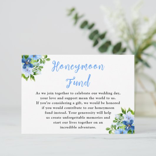 Blue and Navy Flowers with Foliage  Informatiekaartje (Staand voorkant)