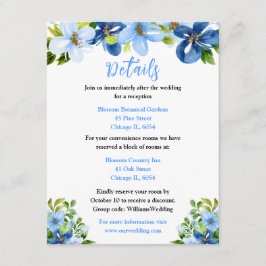 Blue and Navy Flowers with Foliage  Informatiekaartje