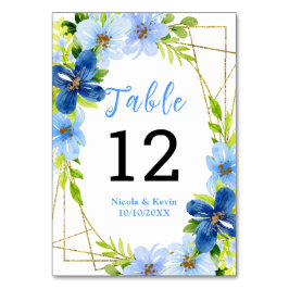 Blue and Navy Flowers with Foliage  Kaart