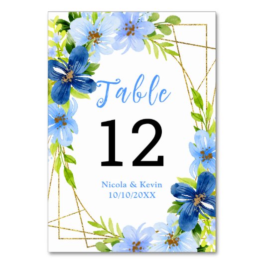 Blue and Navy Flowers with Foliage Kaart (Voorkant)