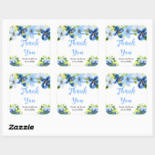 Blue and Navy Flowers with Foliage  Vierkante Sticker (Vel)