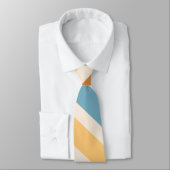 Blue and Orange Diagonal Retro Stripes Groovy Stropdas (Gebonden)