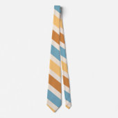 Blue and Orange Diagonal Retro Stripes Groovy Stropdas (Voorkant)