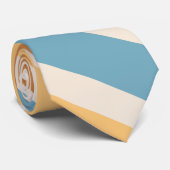 Blue and Orange Diagonal Retro Stripes Groovy Stropdas (Opgerold)