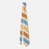 Blue and Orange Diagonal Retro Stripes Groovy Stropdas (Achterkant)