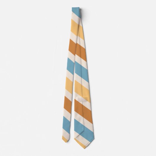 Blue and Orange Diagonal Retro Stripes Groovy Stropdas (Achterkant)
