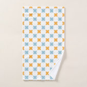 Blue and orange floral tile pattern bad handdoek (Handdoek)