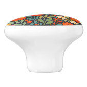 Blue and Orange Folk Art Flowers Keramische Knop (Zijkant)