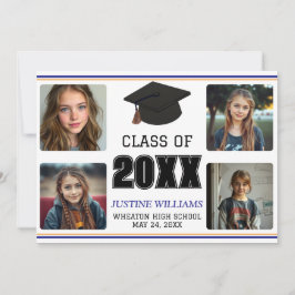 Blue and Orange Graduation  Announcement Aankondiging