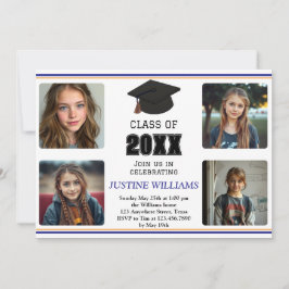 Blue and Orange Graduation Kaart