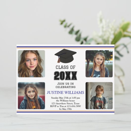 Blue and Orange Graduation Kaart (Staand voorkant)