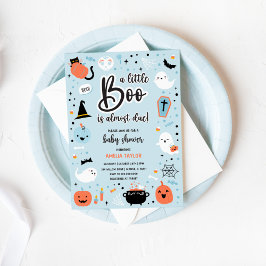 Blue and Orange Halloween - Baby Shower Invitation Kaart
