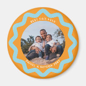 Blue and Orange Wavy Circle Photo Frame with Text Magneet (Voorkant)