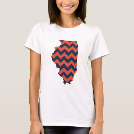 Blue and Oranje Illinois Chevron Stripes T-shirt