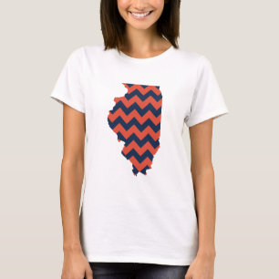 Blue and Oranje Illinois Chevron Stripes T-shirt