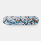Blue and Oranje Wavy Curvy Lined Pattern Persoonlijk Skateboard (Horizontaal)